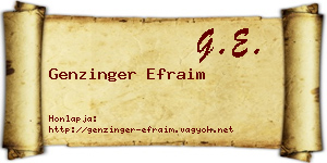 Genzinger Efraim névjegykártya